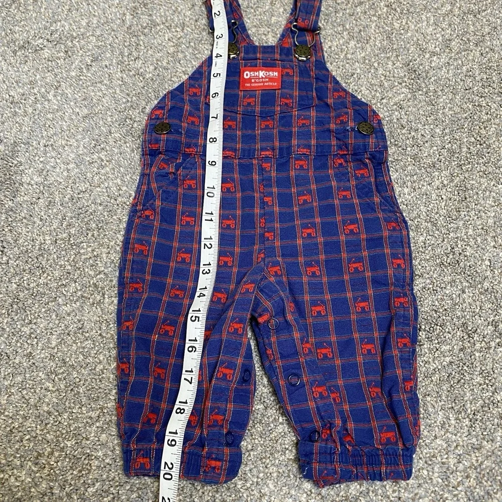Vintage Oshkosh Jumpsuit Overall 3-6 months Red Blue Cotton Made USA
